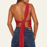 Velira Womens Tops Gražus vieno peties nėrinių topas