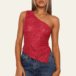 Velira Womens Tops Gražus vieno peties nėrinių topas