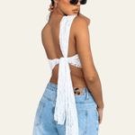 Velira Womens Tops Gražus vieno peties nėrinių topas