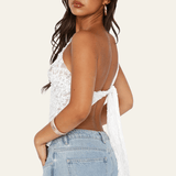 Velira Womens Tops Gražus vieno peties nėrinių topas