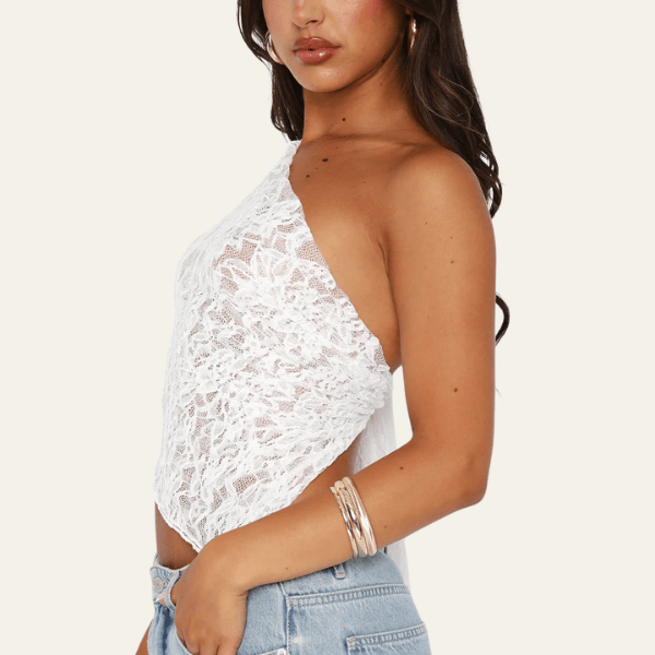 Velira Womens Tops Gražus vieno peties nėrinių topas