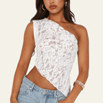 Velira Womens Tops Gražus vieno peties nėrinių topas