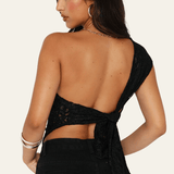 Velira Womens Tops Gražus vieno peties nėrinių topas