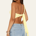 Velira Womens Tops Gražus vieno peties nėrinių topas