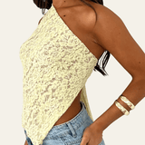 Velira Womens Tops Gražus vieno peties nėrinių topas