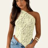 Velira Womens Tops Gražus vieno peties nėrinių topas