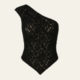 Velira Womens Tops Juoda / S Gražus vieno peties nėrinių topas