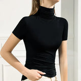 Velira Womens Tops Juoda / S Kyoto minkštas tamprus polo tipo marškinėliai