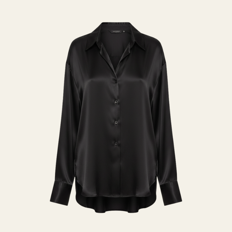 Velira Womens Tops Juoda / S Valensijos Šilkinė Bluzonė