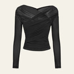 Velira Womens Tops Juoda / S Veronos tinklinis apklotinis viršus