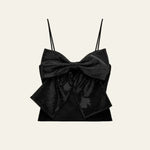 Velira Womens Tops Juoda / XS Noelle Sparkle Bow Crop Top