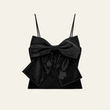 Velira Womens Tops Juoda / XS Noelle Sparkle Bow Crop Top