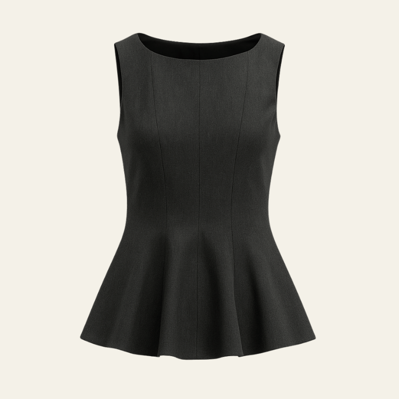 Velira Womens Tops Juoda / XS Ženevos Peplum Topas