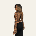 Velira Womens Tops Kano Leopardo Nėrinių Topas