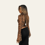 Velira Womens Tops Kano Leopardo Nėrinių Topas