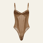 Velira Womens Tops Kavos ruda / XS Noelle Permatomas Panelinis Bodis