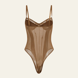Velira Womens Tops Kavos ruda / XS Noelle Permatomas Panelinis Bodis