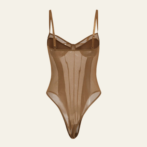 Velira Womens Tops Kavos ruda / XS Noelle Permatomas Panelinis Bodis