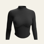 Velira Womens Tops Milan Corset-Seam Ilgomis Rankovėmis Marškinėliai