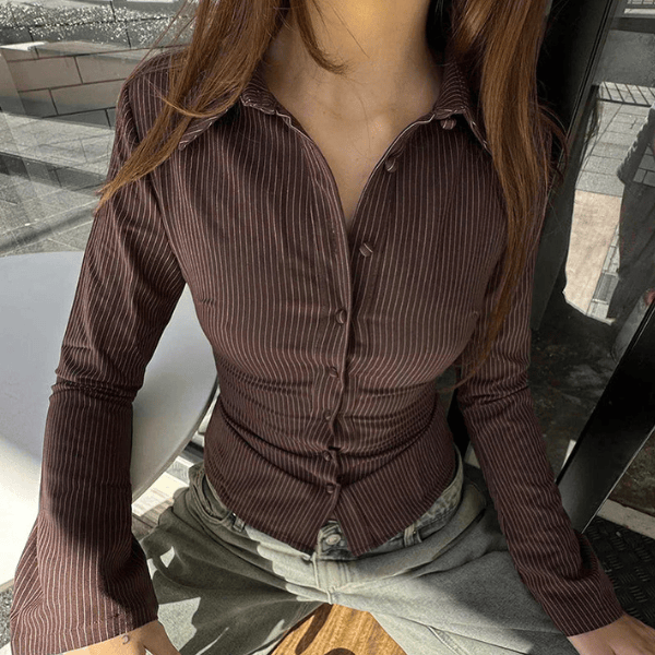 Velira Womens Tops Mirelle Juostuotas Prigludęs Marškinis