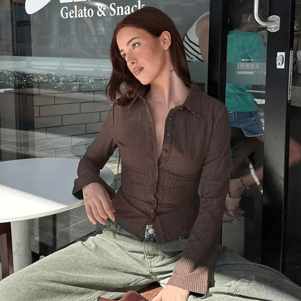 Velira Womens Tops Mirelle Juostuotas Prigludęs Marškinis