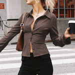 Velira Womens Tops Mirelle Juostuotas Prigludęs Marškinis