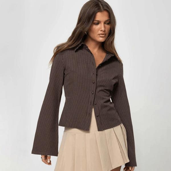 Velira Womens Tops Mirelle Juostuotas Prigludęs Marškinis
