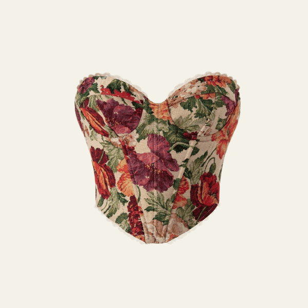 Velira Womens Tops Oranžinė / S Fiore Vintage Gėlių Korsetas