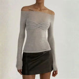 Velira Womens Tops Pilka / S Juliette Off-Shoulder Ruched Top