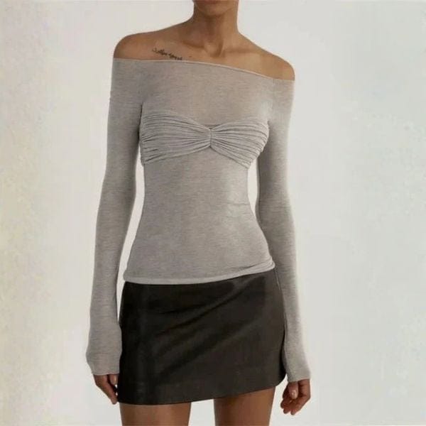 Velira Womens Tops Pilka / S Juliette Off-Shoulder Ruched Top