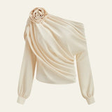 Velira Womens Tops Positano Rosette Vieno Peties Drapuotas Topas