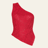 Velira Womens Tops Raudona / S Gražus vieno peties nėrinių topas