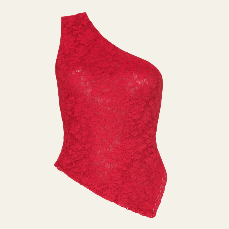 Velira Womens Tops Raudona / S Gražus vieno peties nėrinių topas