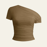 Velira Womens Tops Ruda / S Amalfi asimetrinė raukšlėta palaidinė
