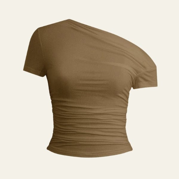 Velira Womens Tops Ruda / S Amalfi asimetrinė raukšlėta palaidinė