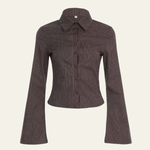 Velira Womens Tops Ruda / S Mirelle Juostuotas Prigludęs Marškinis