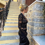 Velira Womens Tops Santorini nėrinių permatomas marškinėliai