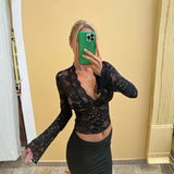 Velira Womens Tops Santorini nėrinių permatomas marškinėliai