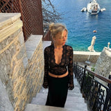 Velira Womens Tops Santorini nėrinių permatomas marškinėliai