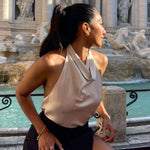 Velira Womens Tops Solène Draped Halter Neck Top