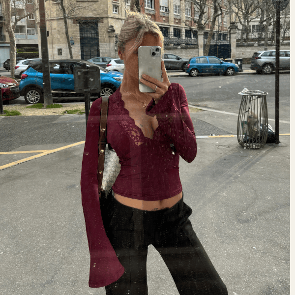 Velira Womens Tops Veronos nėrinių trumpas viršus