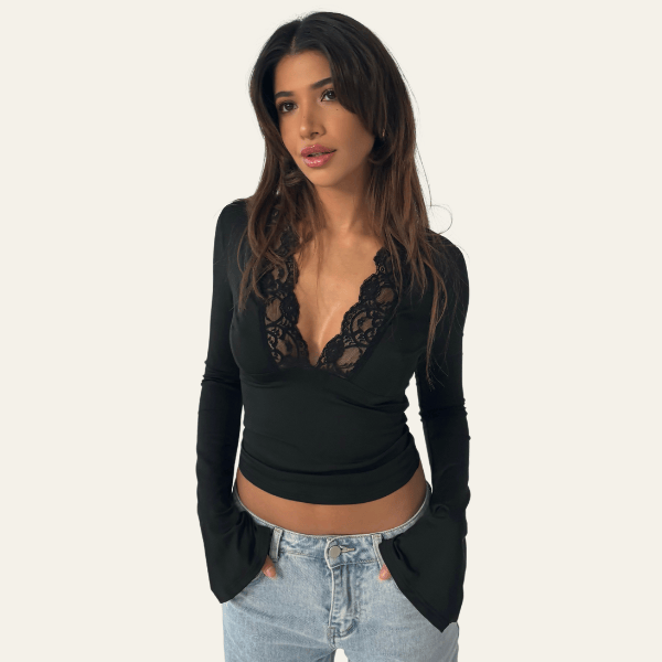 Velira Womens Tops Veronos nėrinių trumpas viršus