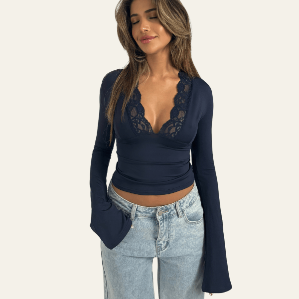 Velira Womens Tops Veronos nėrinių trumpas viršus