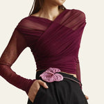 Velira Womens Tops Veronos tinklinis apklotinis viršus