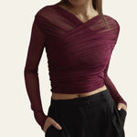 Velira Womens Tops Veronos tinklinis apklotinis viršus