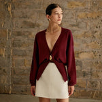 Velira Zip Knits & Quarter Zips Bordo / S Rivjeros skulptūrinis mygtukų megztinis kardiganas